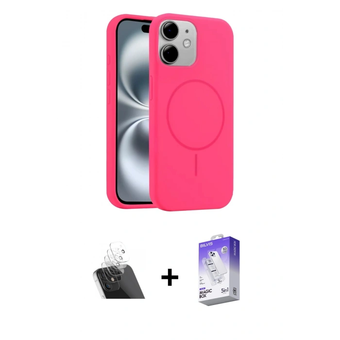 MARSİLYAN™- iPhone 11 Kılıf Yankı Form Serisi - Siyah Bilvis 5in1 3D Magic Cam Ekran Koruyucu + Kamera Lens Koruma Cam - SF