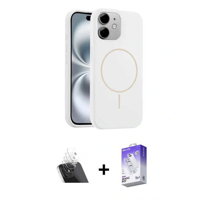 MARSİLYAN™- iPhone 11 Kılıf Yankı Form Serisi - Siyah Bilvis 5in1 3D Magic Cam Ekran Koruyucu + Kamera Lens Koruma Cam - SF