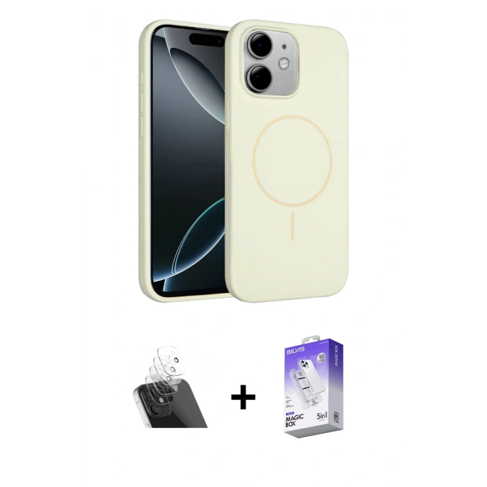 MARSİLYAN™- iPhone 11 Kılıf Yankı Form Serisi - Siyah Bilvis 5in1 3D Magic Cam Ekran Koruyucu + Kamera Lens Koruma Cam - SF