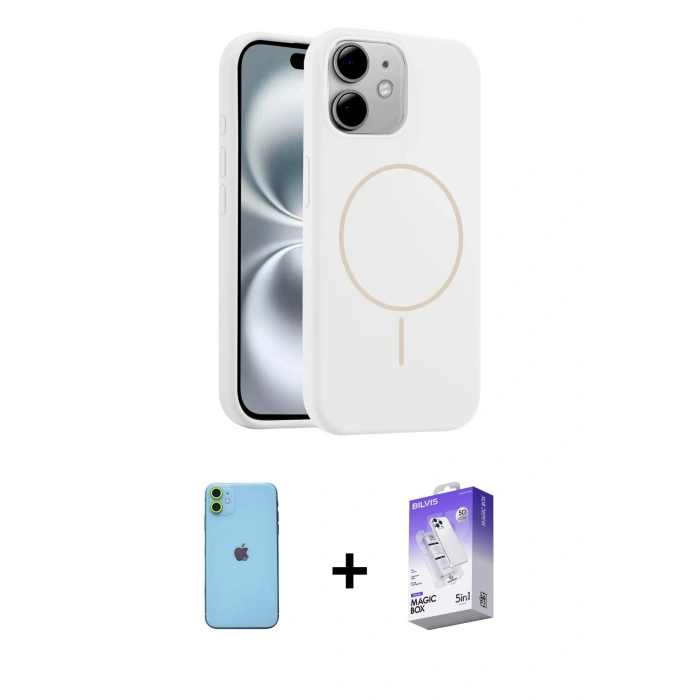 MARSİLYAN™- iPhone 11 Kılıf Yankı Form Serisi - Siyah Bilvis 5in1 3D Magic Cam Ekran Koruyucu + Neon Fosforlu Kamera Lens - YL