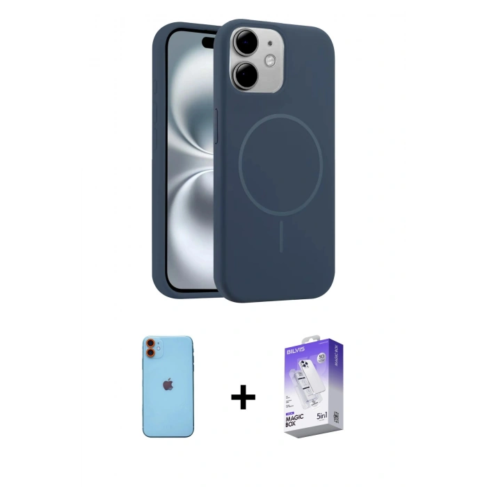 MARSİLYAN™- iPhone 11 Kılıf Yankı Form Serisi - Siyah Bilvis 5in1 3D Magic Cam Ekran Koruyucu + Neon Fosforlu Kamera Lens - TU