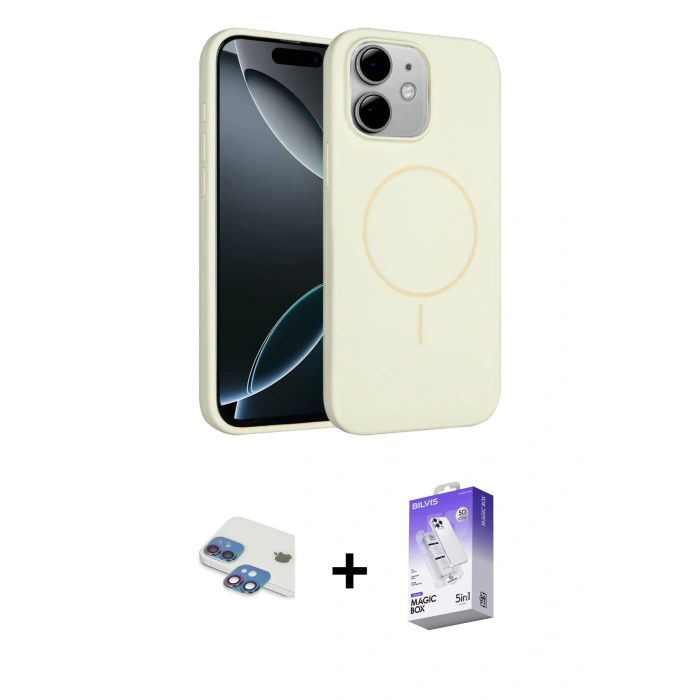MARSİLYAN™- iPhone 11 Kılıf Yankı Form Serisi - Siyah Bilvis 5in1 3D Magic Cam Ekran Koruyucu + Pers Alüminyum Kamera Lens - GI
