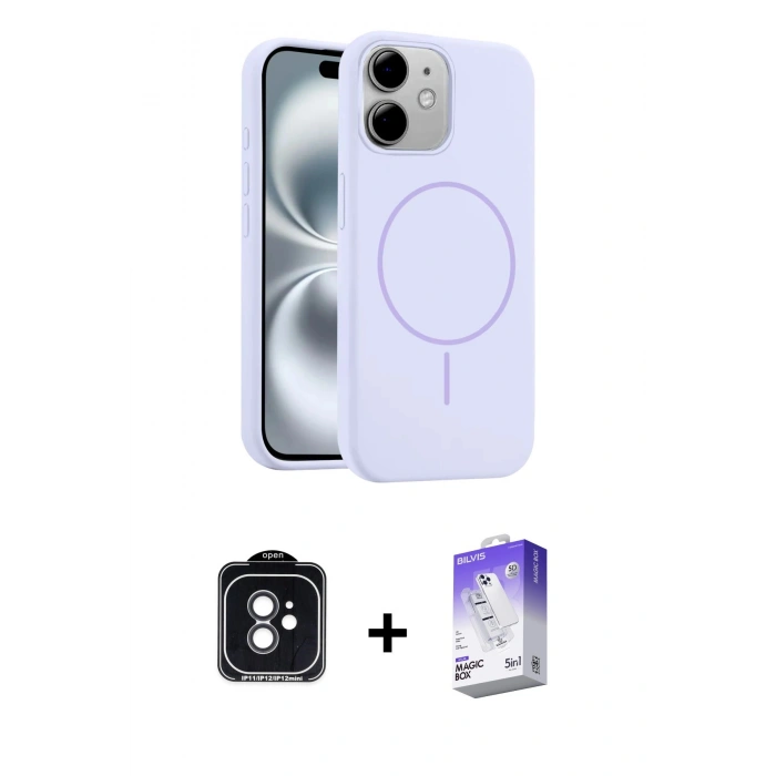 MARSİLYAN™- iPhone 11 Kılıf Yankı Form Serisi - Siyah Bilvis 5in1 3D Magic Cam Ekran Koruyucu + PVD Metal Kamera Lens - SH