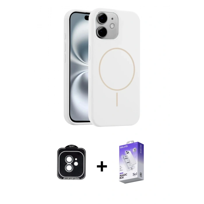 MARSİLYAN™- iPhone 11 Kılıf Yankı Form Serisi - Siyah Bilvis 5in1 3D Magic Cam Ekran Koruyucu + PVD Metal Kamera Lens - YL