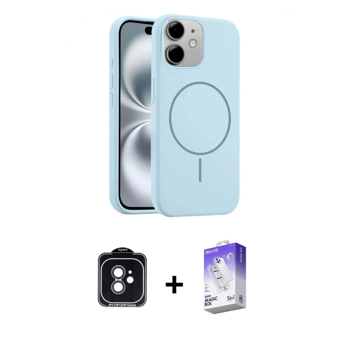 MARSİLYAN™- iPhone 11 Kılıf Yankı Form Serisi - Siyah Bilvis 5in1 3D Magic Cam Ekran Koruyucu + PVD Metal Kamera Lens - SH