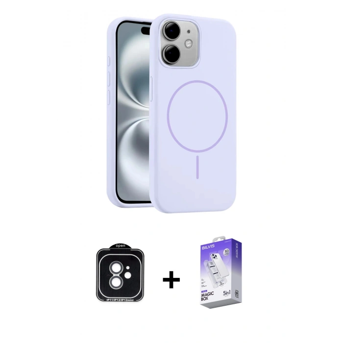 MARSİLYAN™- iPhone 11 Kılıf Yankı Form Serisi - Siyah Bilvis 5in1 3D Magic Cam Ekran Koruyucu + PVD Metal Kamera Lens - YL