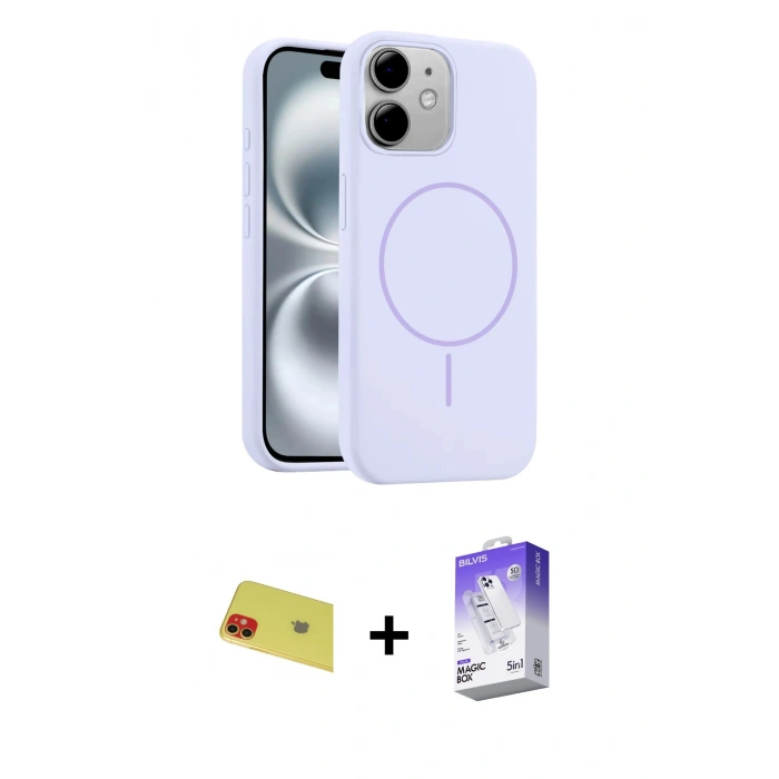 MARSİLYAN™- iPhone 11 Kılıf Yankı Form Serisi - Siyah Bilvis 5in1 3D Magic Cam Ekran Koruyucu + Rainbow Kamera Lens Koruma Cam - KI