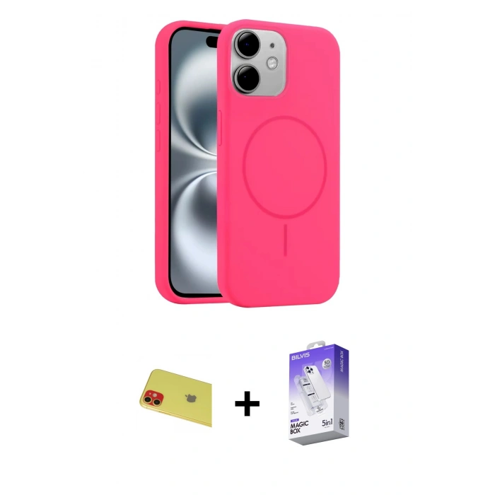 MARSİLYAN™- iPhone 11 Kılıf Yankı Form Serisi - Siyah Bilvis 5in1 3D Magic Cam Ekran Koruyucu + Rainbow Kamera Lens Koruma Cam - KI