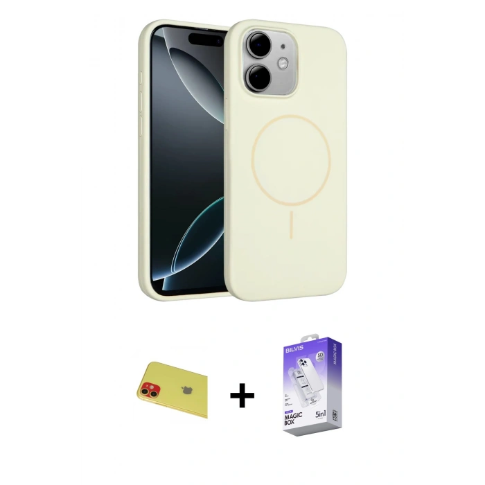 MARSİLYAN™- iPhone 11 Kılıf Yankı Form Serisi - Siyah Bilvis 5in1 3D Magic Cam Ekran Koruyucu + Rainbow Kamera Lens Koruma Cam - KI