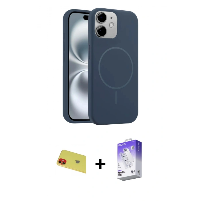 MARSİLYAN™- iPhone 11 Kılıf Yankı Form Serisi - Siyah Bilvis 5in1 3D Magic Cam Ekran Koruyucu + Rainbow Kamera Lens Koruma Cam - KI