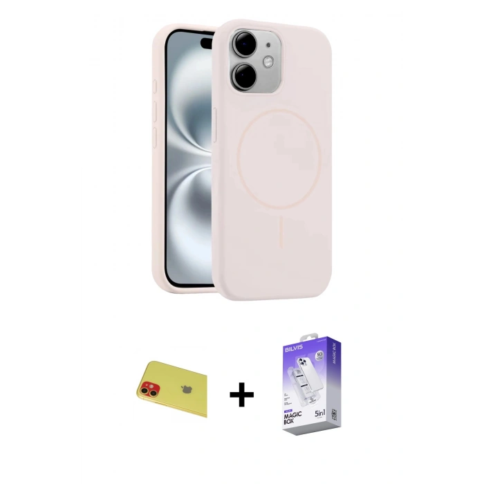MARSİLYAN™- iPhone 11 Kılıf Yankı Form Serisi - Siyah Bilvis 5in1 3D Magic Cam Ekran Koruyucu + Rainbow Kamera Lens Koruma Cam - KI