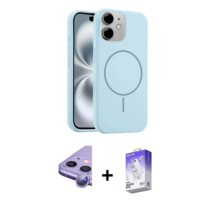 MARSİLYAN™- iPhone 11 Kılıf Yankı Form Serisi - Siyah Bilvis 5in1 3D Magic Cam Ekran Koruyucu + Raze Metal Kamera Lens - MR