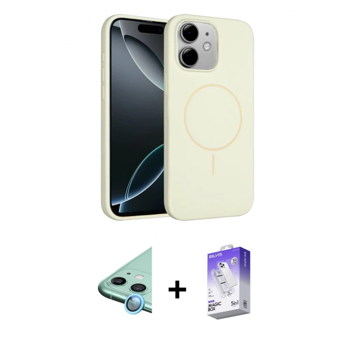 MARSİLYAN™- iPhone 11 Kılıf Yankı Form Serisi - Siyah Bilvis 5in1 3D Magic Cam Ekran Koruyucu + Raze Metal Kamera Lens - MI
