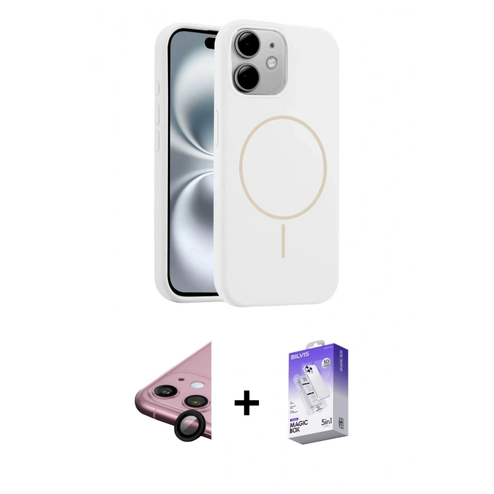 MARSİLYAN™- iPhone 11 Kılıf Yankı Form Serisi - Siyah Bilvis 5in1 3D Magic Cam Ekran Koruyucu + Raze Metal Kamera Lens - SH
