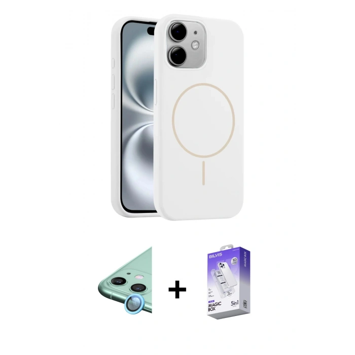 MARSİLYAN™- iPhone 11 Kılıf Yankı Form Serisi - Siyah Bilvis 5in1 3D Magic Cam Ekran Koruyucu + Raze Metal Kamera Lens - MI