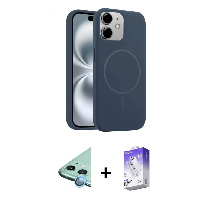 MARSİLYAN™- iPhone 11 Kılıf Yankı Form Serisi - Siyah Bilvis 5in1 3D Magic Cam Ekran Koruyucu + Raze Metal Kamera Lens - MI