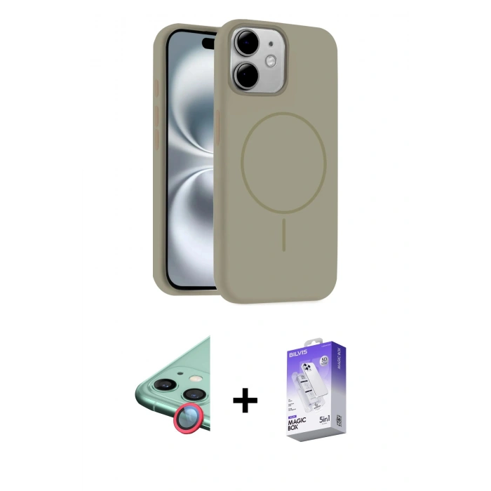 MARSİLYAN™- iPhone 11 Kılıf Yankı Form Serisi - Siyah Bilvis 5in1 3D Magic Cam Ekran Koruyucu + Raze Metal Kamera Lens - KI