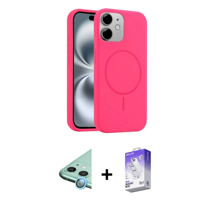 MARSİLYAN™- iPhone 11 Kılıf Yankı Form Serisi - Siyah Bilvis 5in1 3D Magic Cam Ekran Koruyucu + Raze Metal Kamera Lens - MI
