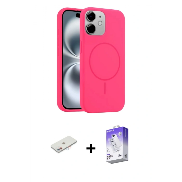 MARSİLYAN™- iPhone 11 Kılıf Yankı Form Serisi - Siyah Bilvis 5in1 3D Magic Cam Ekran Koruyucu + Renkli Kamera Lens Koruma Cam - PE