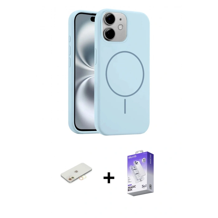 MARSİLYAN™- iPhone 11 Kılıf Yankı Form Serisi - Siyah Bilvis 5in1 3D Magic Cam Ekran Koruyucu + Renkli Kamera Lens Koruma Cam - SI