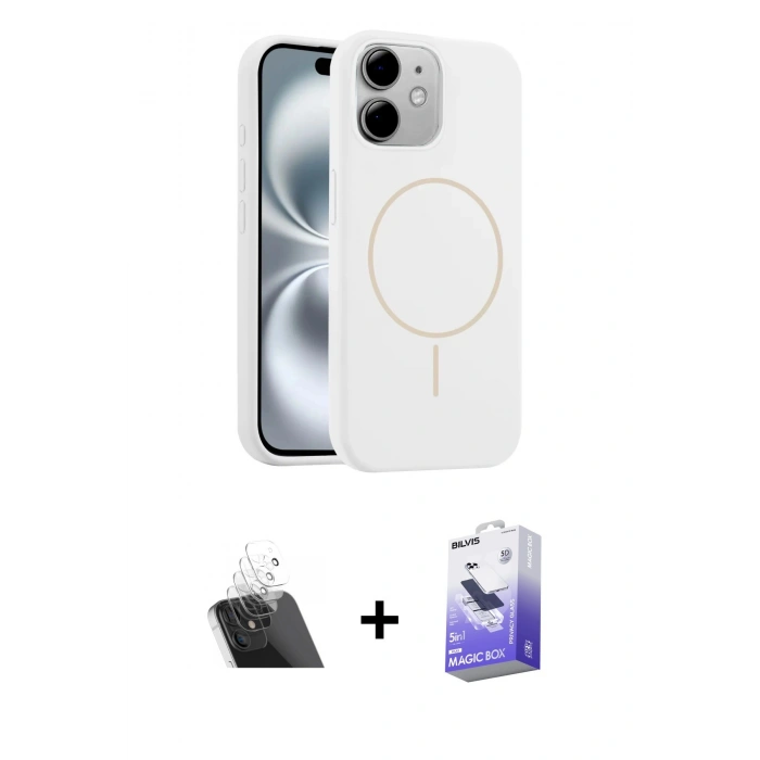MARSİLYAN™- iPhone 11 Kılıf Yankı Form Serisi - Siyah Bilvis 5in1 5D Magic Hayalet Cam Ekran Koruyucu + Kamera Lens Koruma Cam - SF