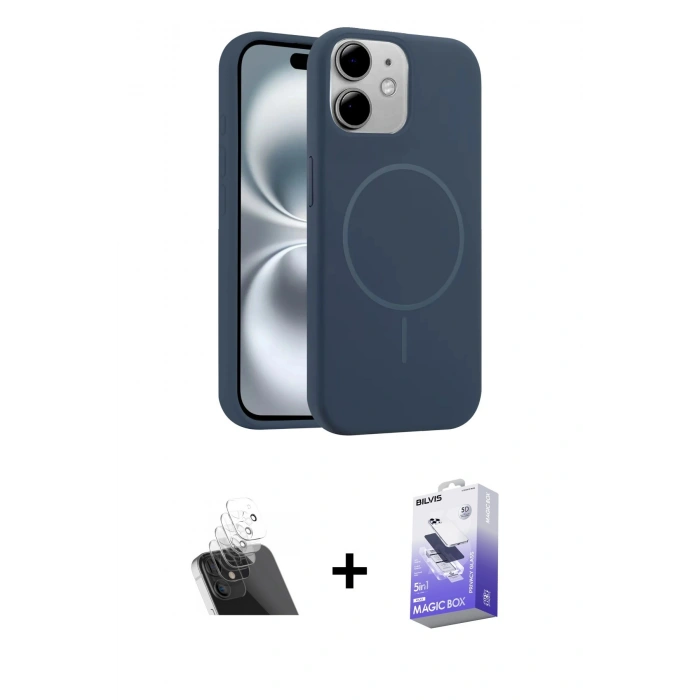 MARSİLYAN™- iPhone 11 Kılıf Yankı Form Serisi - Siyah Bilvis 5in1 5D Magic Hayalet Cam Ekran Koruyucu + Kamera Lens Koruma Cam - SF