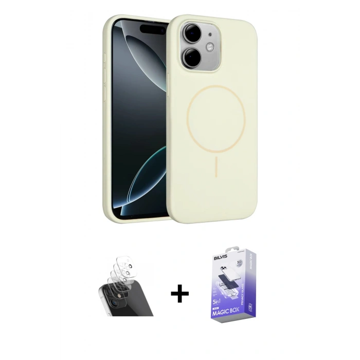 MARSİLYAN™- iPhone 11 Kılıf Yankı Form Serisi - Siyah Bilvis 5in1 5D Magic Hayalet Cam Ekran Koruyucu + Kamera Lens Koruma Cam - SF