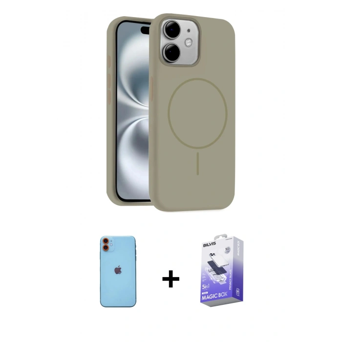MARSİLYAN™- iPhone 11 Kılıf Yankı Form Serisi - Siyah Bilvis 5in1 5D Magic Hayalet Cam Ekran Koruyucu + Neon Fosforlu Kamera Lens - TU
