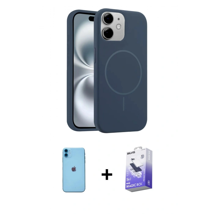 MARSİLYAN™- iPhone 11 Kılıf Yankı Form Serisi - Siyah Bilvis 5in1 5D Magic Hayalet Cam Ekran Koruyucu + Neon Fosforlu Kamera Lens - MI