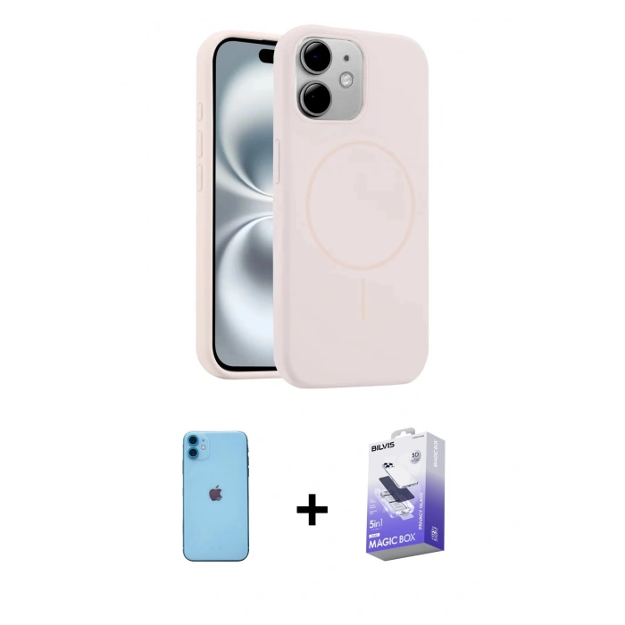 MARSİLYAN™- iPhone 11 Kılıf Yankı Form Serisi - Siyah Bilvis 5in1 5D Magic Hayalet Cam Ekran Koruyucu + Neon Fosforlu Kamera Lens - MI