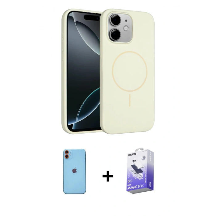 MARSİLYAN™- iPhone 11 Kılıf Yankı Form Serisi - Siyah Bilvis 5in1 5D Magic Hayalet Cam Ekran Koruyucu + Neon Fosforlu Kamera Lens - TU