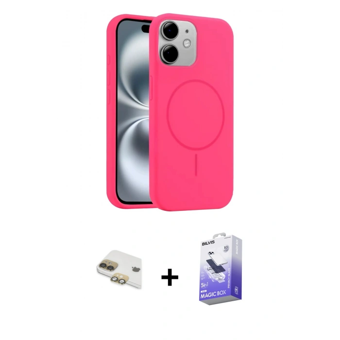 MARSİLYAN™- iPhone 11 Kılıf Yankı Form Serisi - Siyah Bilvis 5in1 5D Magic Hayalet Cam Ekran Koruyucu + Pers Alüminyum Kamera Lens - GD
