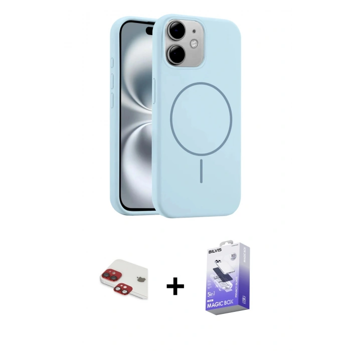 MARSİLYAN™- iPhone 11 Kılıf Yankı Form Serisi - Siyah Bilvis 5in1 5D Magic Hayalet Cam Ekran Koruyucu + Pers Alüminyum Kamera Lens - KI