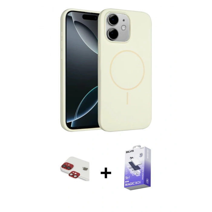 MARSİLYAN™- iPhone 11 Kılıf Yankı Form Serisi - Siyah Bilvis 5in1 5D Magic Hayalet Cam Ekran Koruyucu + Pers Alüminyum Kamera Lens - KI
