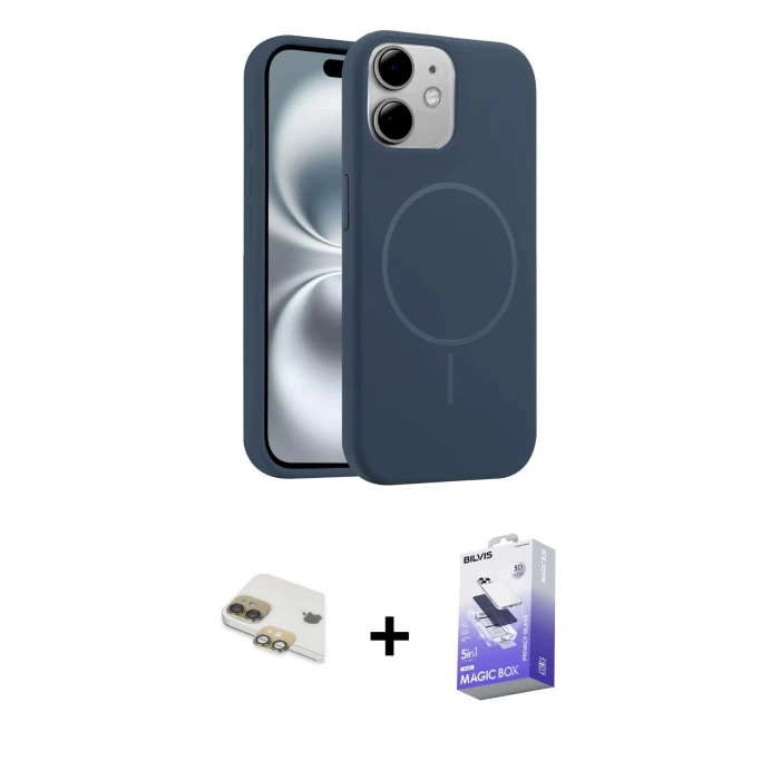 MARSİLYAN™- iPhone 11 Kılıf Yankı Form Serisi - Siyah Bilvis 5in1 5D Magic Hayalet Cam Ekran Koruyucu + Pers Alüminyum Kamera Lens - GD