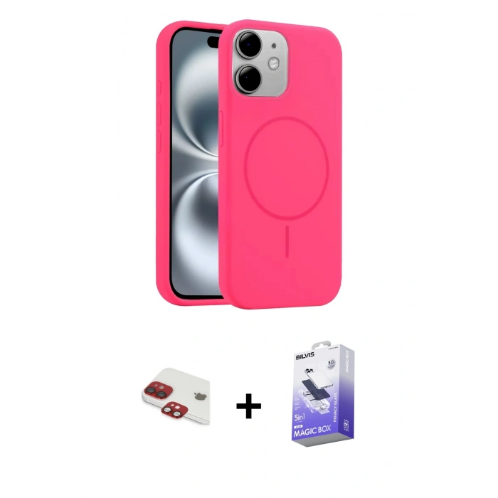 MARSİLYAN™- iPhone 11 Kılıf Yankı Form Serisi - Siyah Bilvis 5in1 5D Magic Hayalet Cam Ekran Koruyucu + Pers Alüminyum Kamera Lens - KI