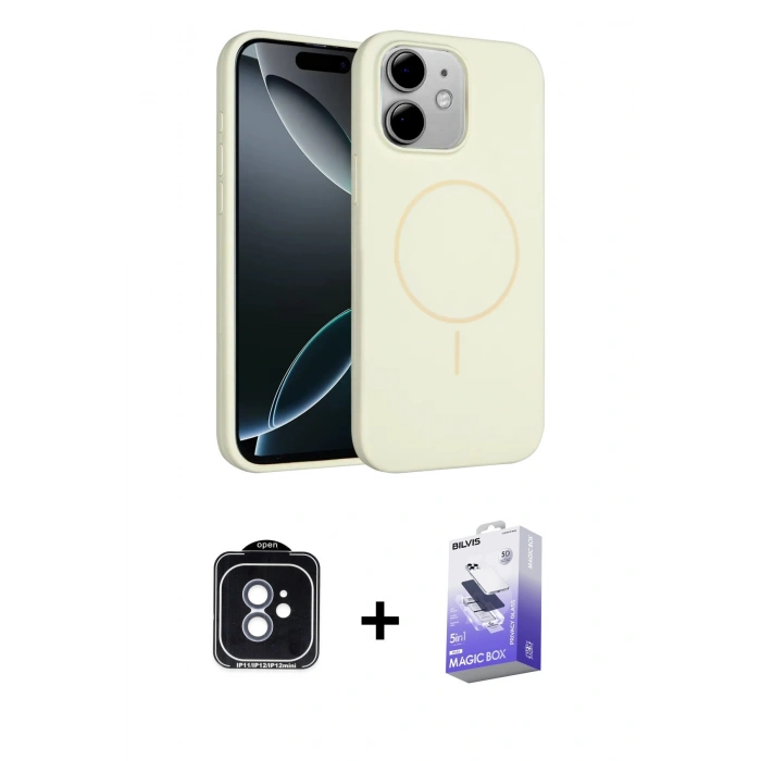 MARSİLYAN™- iPhone 11 Kılıf Yankı Form Serisi - Siyah Bilvis 5in1 5D Magic Hayalet Cam Ekran Koruyucu + PVD Metal Kamera Lens - MI