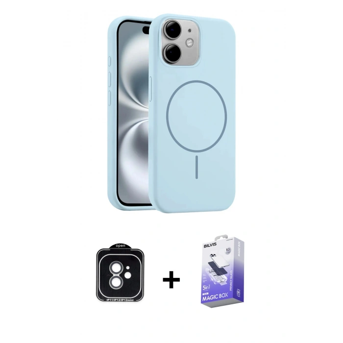 MARSİLYAN™- iPhone 11 Kılıf Yankı Form Serisi - Siyah Bilvis 5in1 5D Magic Hayalet Cam Ekran Koruyucu + PVD Metal Kamera Lens - YL
