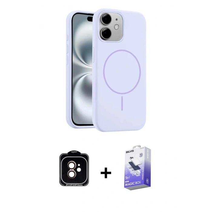 MARSİLYAN™- iPhone 11 Kılıf Yankı Form Serisi - Siyah Bilvis 5in1 5D Magic Hayalet Cam Ekran Koruyucu + PVD Metal Kamera Lens - TU