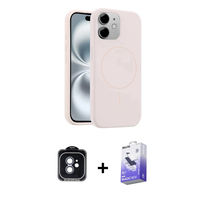 MARSİLYAN™- iPhone 11 Kılıf Yankı Form Serisi - Siyah Bilvis 5in1 5D Magic Hayalet Cam Ekran Koruyucu + PVD Metal Kamera Lens - MI
