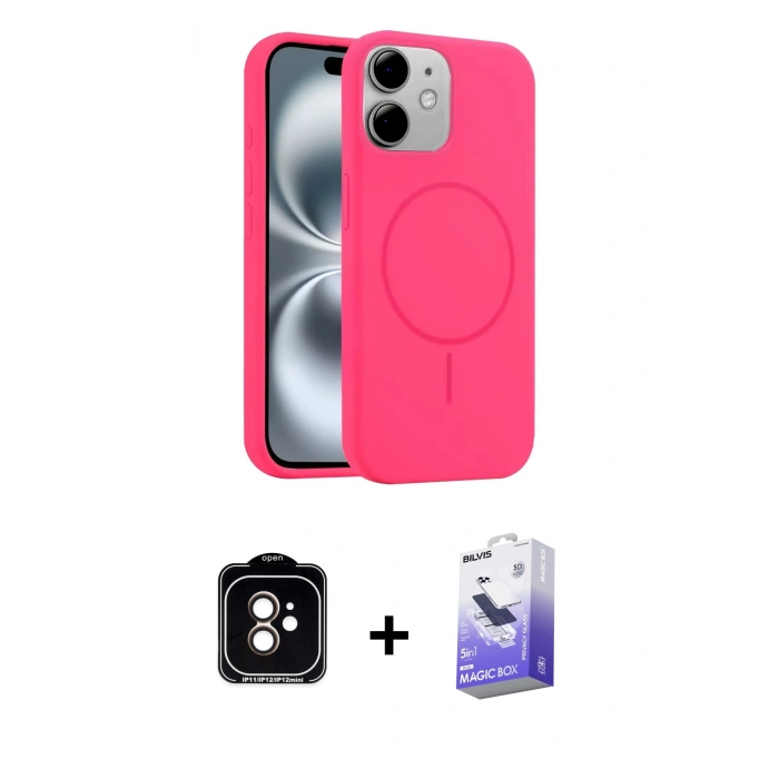 MARSİLYAN™- iPhone 11 Kılıf Yankı Form Serisi - Siyah Bilvis 5in1 5D Magic Hayalet Cam Ekran Koruyucu + PVD Metal Kamera Lens - TU