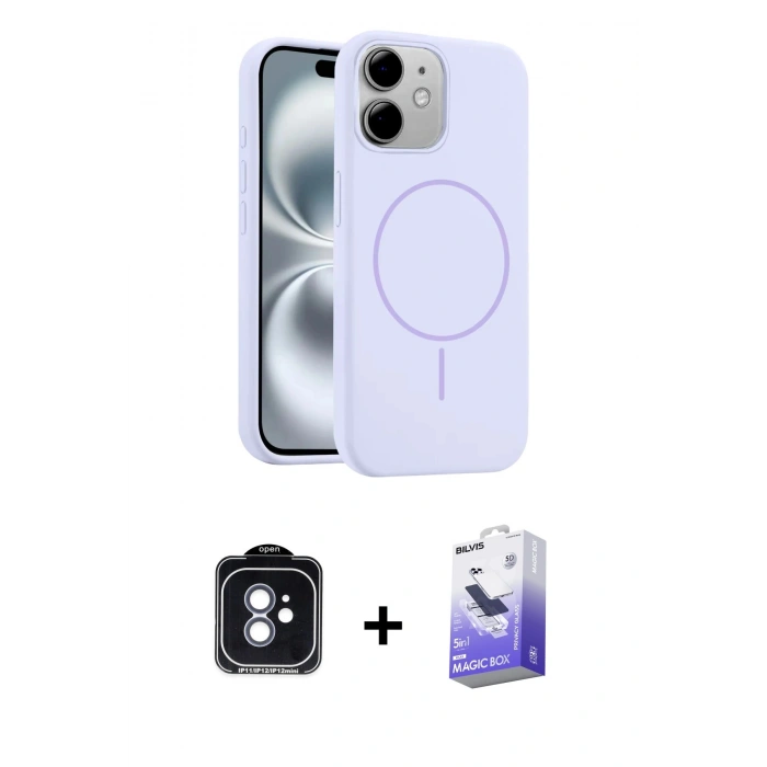 MARSİLYAN™- iPhone 11 Kılıf Yankı Form Serisi - Siyah Bilvis 5in1 5D Magic Hayalet Cam Ekran Koruyucu + PVD Metal Kamera Lens - MI
