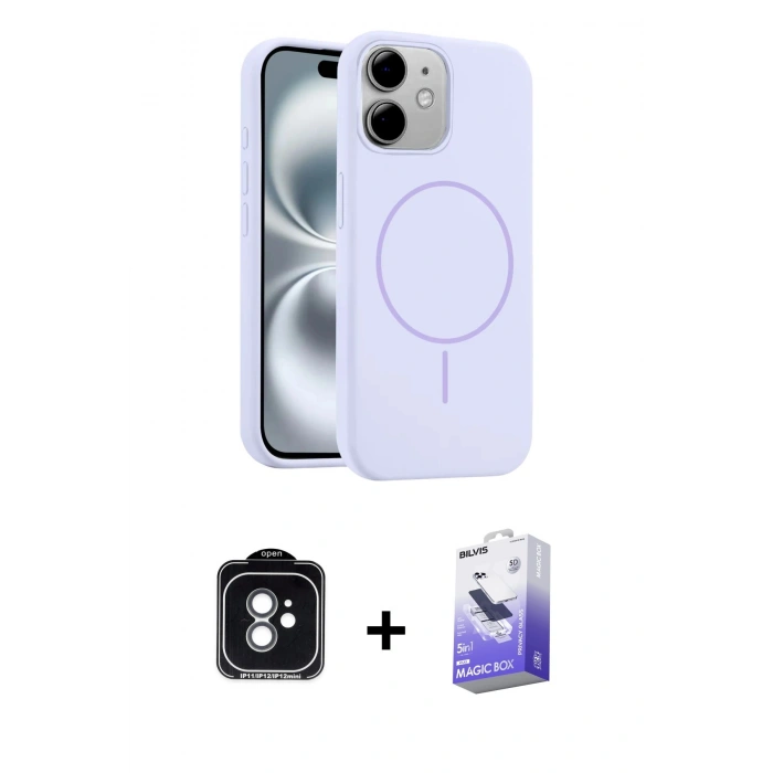 MARSİLYAN™- iPhone 11 Kılıf Yankı Form Serisi - Siyah Bilvis 5in1 5D Magic Hayalet Cam Ekran Koruyucu + PVD Metal Kamera Lens - YL