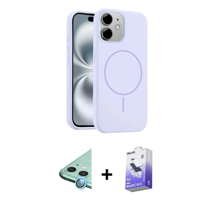 MARSİLYAN™- iPhone 11 Kılıf Yankı Form Serisi - Siyah Bilvis 5in1 5D Magic Hayalet Cam Ekran Koruyucu + Raze Metal Kamera Lens - MI