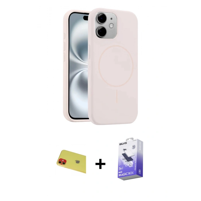 MARSİLYAN™- iPhone 11 Kılıf Yankı Form Serisi - Siyah Bilvis 5in1 5D Magic Hayalet Cam Ekran Koruyucu + Rainbow Kamera Lens Koruma Cam - KI