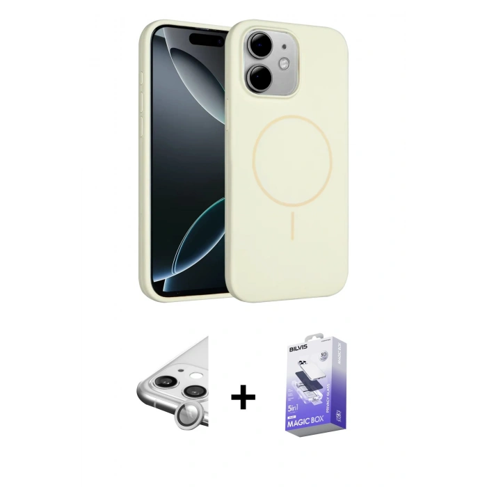 MARSİLYAN™- iPhone 11 Kılıf Yankı Form Serisi - Siyah Bilvis 5in1 5D Magic Hayalet Cam Ekran Koruyucu + Raze Metal Kamera Lens - GS