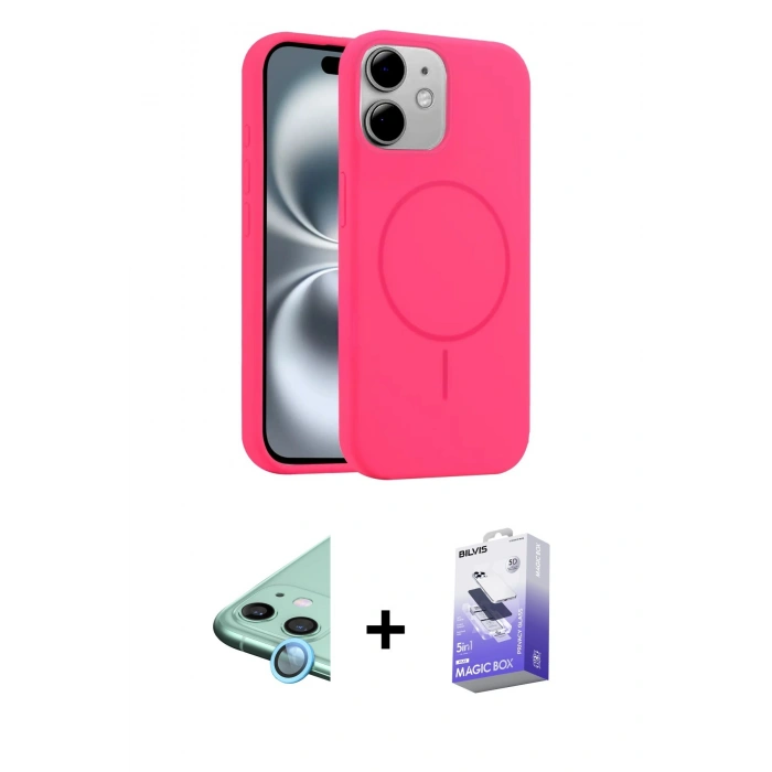 MARSİLYAN™- iPhone 11 Kılıf Yankı Form Serisi - Siyah Bilvis 5in1 5D Magic Hayalet Cam Ekran Koruyucu + Raze Metal Kamera Lens - MI
