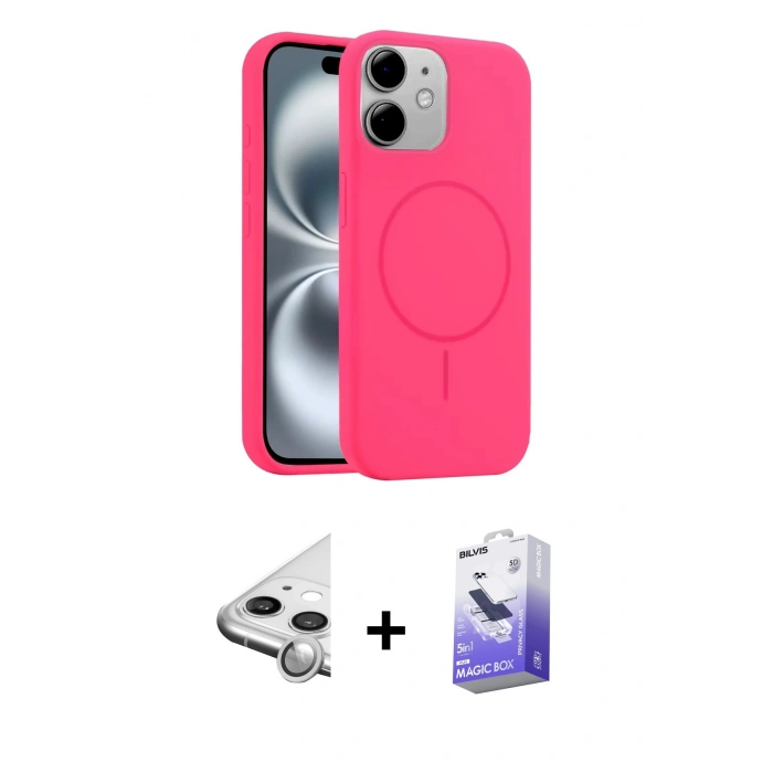 MARSİLYAN™- iPhone 11 Kılıf Yankı Form Serisi - Siyah Bilvis 5in1 5D Magic Hayalet Cam Ekran Koruyucu + Raze Metal Kamera Lens - GS