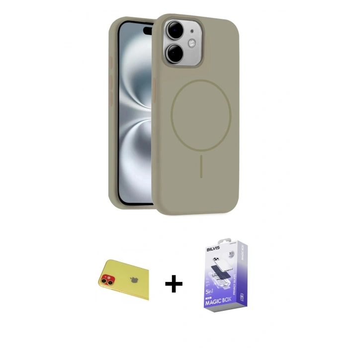 MARSİLYAN™- iPhone 11 Kılıf Yankı Form Serisi - Siyah Bilvis 5in1 5D Magic Hayalet Cam Ekran Koruyucu + Rainbow Kamera Lens Koruma Cam - KI