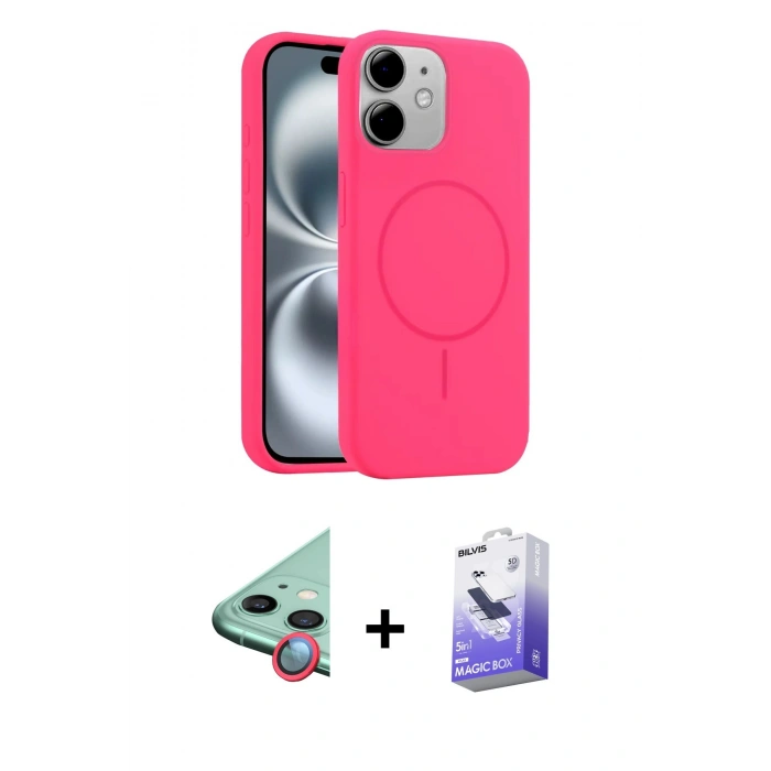 MARSİLYAN™- iPhone 11 Kılıf Yankı Form Serisi - Siyah Bilvis 5in1 5D Magic Hayalet Cam Ekran Koruyucu + Raze Metal Kamera Lens - KI